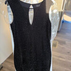 TRIXXI Black Shimmer Sleeveless Bodycon Dress | Size XL | Sparkly, Stretch, Part